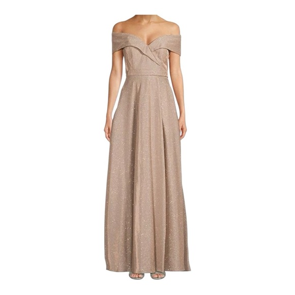 Xscape Strapless Glittering Gown in Gold - Picture 1 of 6